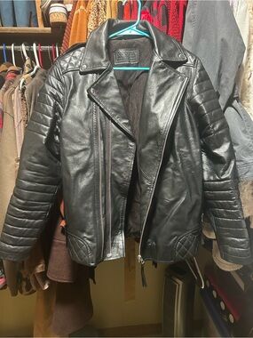 Black Quilted Moto Leather Jacket for Men